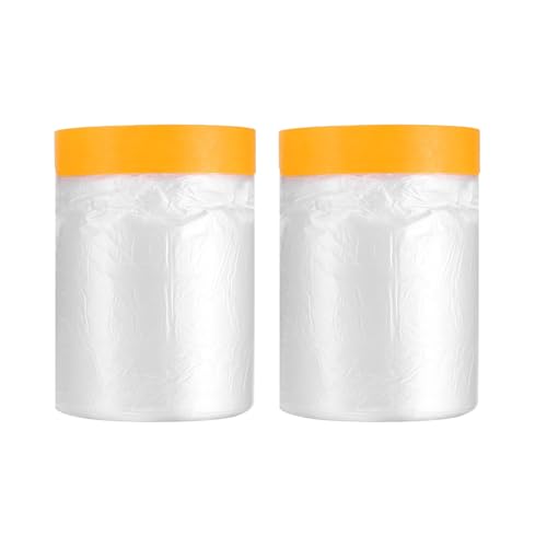 HARFINGTON 2pcs Pre-Taped Masking Film 21.7" x65ft w Plastic Sheeting,Clear - color: Clear, size: 21.7"x65ft