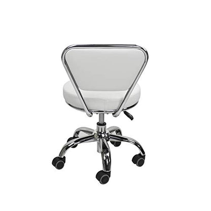 MAYAKOBA Dayton Rolling Stool with Backrest – White Pneumatic Seat, Adjustable Height 13"-15", Ergonomic Design for Home Office, Garage, Gardening, Lab, School, Mechanic Tasks - color: White