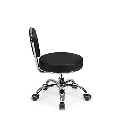 MAYAKOBA Dayton Rolling Stool with Backrest – Black Pneumatic Seat, Adjustable Height 13"-15", Ergonomic Design for Home Office, Garage, Gardening, Lab, School, Mechanic Tasks - color: Black
