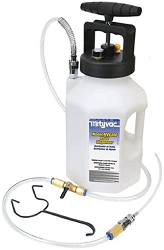 Mityvac MV6400 Fluid Dispensing System for Filling or Topping Fluids, 1.2 Gallon Reservoir, Manual Pump, Pressure Gauge and Relief Valve, Auto-shutoff Valves, 5' Hose with Flow Control Valve - style: MV6400