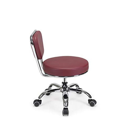MAYAKOBA Dayton Rolling Stool with Backrest – Red Pneumatic Seat, Adjustable Height 13"-15", Ergonomic Design for Home Office, Garage, Gardening, Lab, School, Mechanic Tasks - color: Red