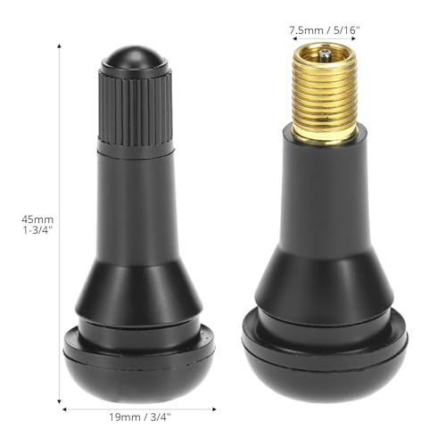 QWORK TR413 Rubber Snap-in Tire Valve Stems, 100 Pcs Brass Core EPDM Rubber Universal Fit for Passenger Car Tubeless Tires Leak Tested