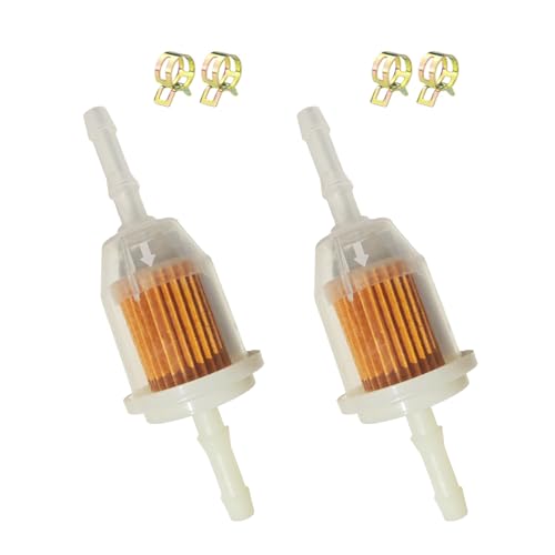 Inline Fuel Filter 1/4" with Clamps 2 Pack - Fits AM116304, GY20709, 25 050 22-S for Lawn Mowers