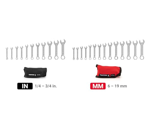 TEKTON Stubby Combination Wrench Set, 25-Piece | WCB94403 - size: 25-pc. (1/4 - 3/4 in., 6 - 19 mm), style: Pouch