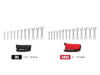 TEKTON Stubby Combination Wrench Set, 25-Piece | WCB94403 - size: 25-pc. (1/4 - 3/4 in., 6 - 19 mm), style: Pouch