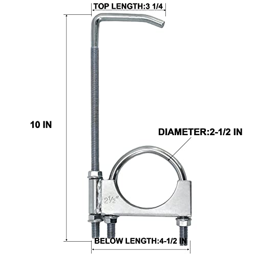 2.5" Universal Exhaust Clamp with Hanger, Heavy Duty Muffler Pipe Repair Bracket, 360° Adjustable Exhaust Hanger Insulator for Automotive Truck System, Zinc Plated (1 Pack) - style: 2.5in