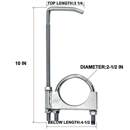 2.5" Universal Exhaust Clamp with Hanger, Heavy Duty Muffler Pipe Repair Bracket, 360° Adjustable Exhaust Hanger Insulator for Automotive Truck System, Zinc Plated (1 Pack) - style: 2.5in