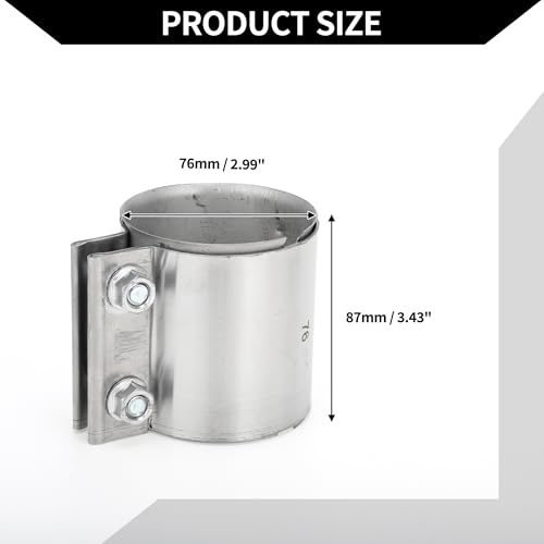 Exhaust Pipe Clamp/Exhaust Muffler Tube Joint for Car Truck/Durable Stainless Steel 2.99" 87mm / 1 Pc Silver Tone - size: 2.99''