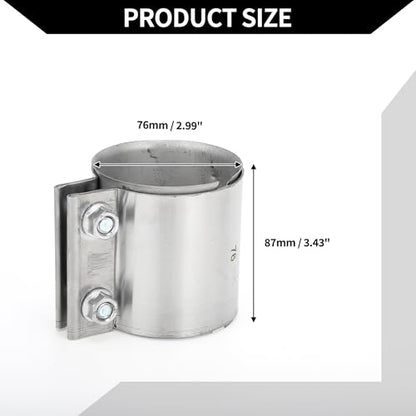 Exhaust Pipe Clamp/Exhaust Muffler Tube Joint for Car Truck/Durable Stainless Steel 2.99" 87mm / 1 Pc Silver Tone - size: 2.99''
