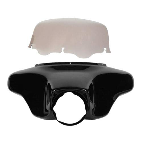 TCMT Batwing Outer Cowl Fairings w/Smoke 8'' Windscreen Fit For Harley Touring Street Glide FLHX Electra Glide Ultra Classic FLHT FLHTC FLHTCU 1996-2013(Outer Fairing & 8'' Windscreen) - color: Black Fairing Set#3
