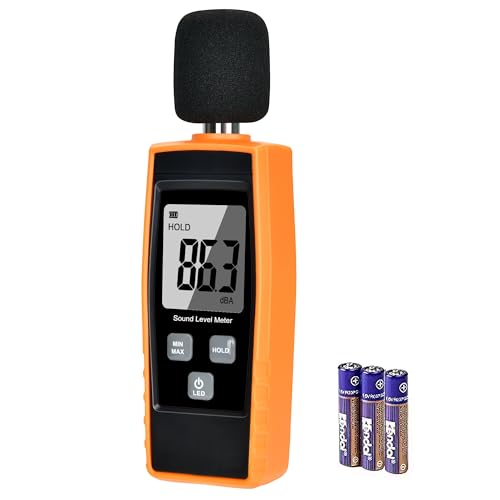 Hand-Held Sound Level Meter,V-Resourcing 30~130 dB Decibel Noise Measurement Tester with Backlight Digital LCD Display for Indoor/Outdoor Uses [Max/Min/Hold Function] - color: Orange
