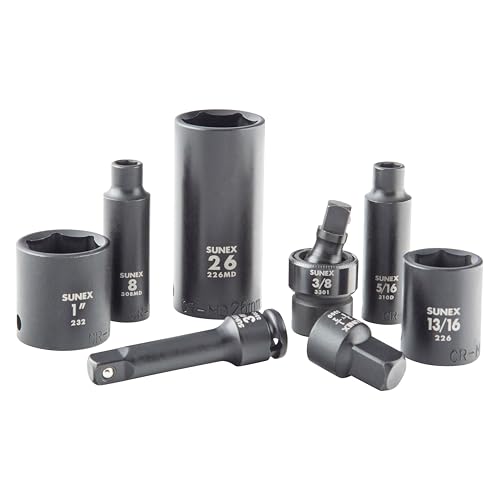 SUNEX 1068 3/8" & 1/2" Drive SAE & Metric 6 Point Standard & Deep Master Impact Socket Set, 68-Piece - size: 68-piece SAE/Metric