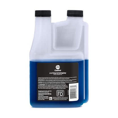 Castrol 2 Cycle Full Synthetic Oil - Small Engine Formula - 50:1 Mix Ratio - Includes Fuel Stabilizer (Pack of 12 (16fl oz bottles)) - size: Pack of 12 (16fl oz bottles)