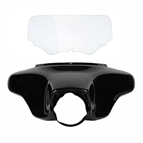 TCMT Batwing Outer Fairing w/ 8'' Clear Windshield Fit For Harley Touring Street Glide FLHX Electra Glide Ultra Classic FLHT FLHTC FLHTCU 1996-2013 - color: Black Fairing Set#2