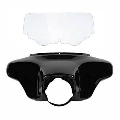 TCMT Batwing Outer Fairing w/ 8'' Clear Windshield Fit For Harley Touring Street Glide FLHX Electra Glide Ultra Classic FLHT FLHTC FLHTCU 1996-2013 - color: Black Fairing Set#2