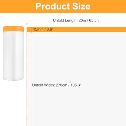 HARFINGTON 12 Rolls Pre-Taped Masking Film 106.3" x65.6ft Tape and Drape Painters Plastic Drop Cloth Film with Tape Plastic Sheeting for Automotive Painting Covering - color: Yellow, size: 106.3"x65.6ft