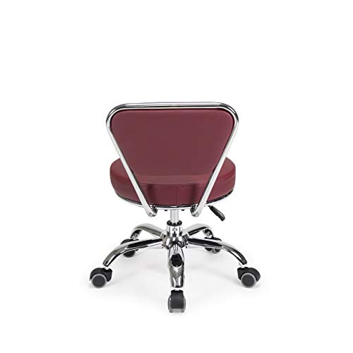 MAYAKOBA Dayton Rolling Stool with Backrest – Red Pneumatic Seat, Adjustable Height 13"-15", Ergonomic Design for Home Office, Garage, Gardening, Lab, School, Mechanic Tasks - color: Red