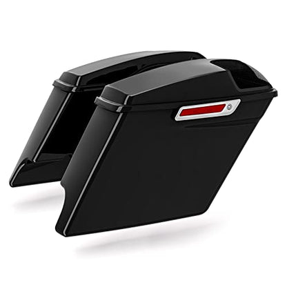TCMT 5" Stretched Saddlebags 5"x7" Speakers Lids Grill Cutouts Fit For Harley 2014-2024 Touring Models CVO Road Glide Road King Street Glide Electra Glide Ultra Classic - color: Chrome Latches, size: 5" Stretched(5x7 Speaker Lids)