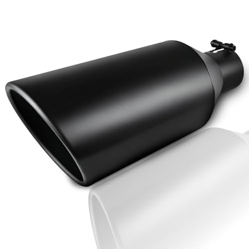 Mupera Universal 3 Inch Inlet Exhaust Tip, 6" Outlet, 15" Long - size: 3" Inlet 6" Outlet 15" Length Black