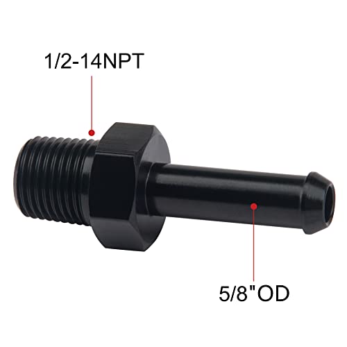 EVIL ENERGY 1/2" NPT Male to 5/8" Barb Fitting Adapter Straight Aluminum Black 2PCS - size: 1/2 NPT to 5/8 Barb