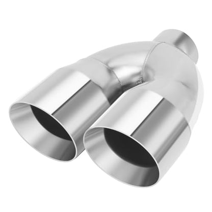 LCGP Dual Exhaust Tip 2.5 Inch Inlet 4 Inch Outlet 9.5" Length, Polished Stainless Exhaust Tip, Double Wall Weld-on Angle Cut, Universal Tailpipe for Car Truck - size: 2.5 x 4 x 9.5 inch