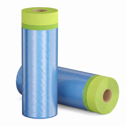 Tavira Pre - Taped Masking Film for Painting, 44 inch x 66 feet x 2 Rolls - size: 44 Inch x 66 Feet