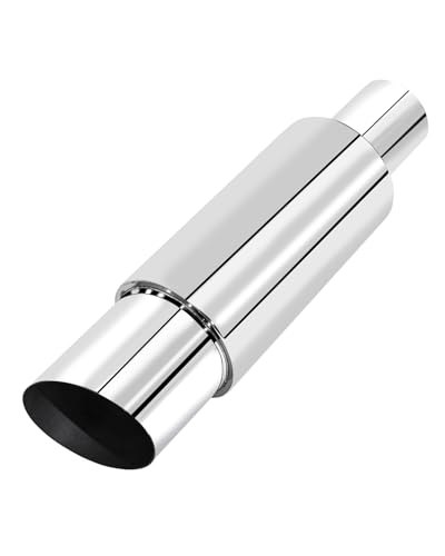 Universal Car 51mm Exhaust Mufflers 15" Length (Burnt, 2'' Inlet 3'' Outlet) - color: Silver, size: 2'' in 3.5'' out