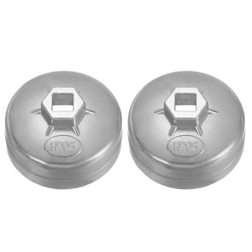 HARFINGTON 2pcs Oil Filter Cap 15 Flute 82.5x46x73mm (WxHxID) 1/2" Square - size: 15 Flute 82.5 x 46 x 73mm