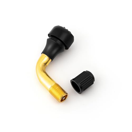 2-Pcs PVR50 Valve Stem Bent 90 Degree Angled, Brass Stem, Snap-in Rubber Base, Compatible with Most Tubeless Tire Rim, Motorcycle Scooter ATV (Applicable Diameter 8.8mm)