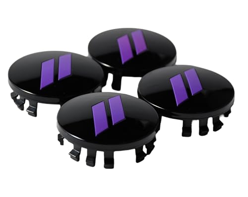 (Set of 4) Purple 63mm=2.5 inches // Slash Wheel Center Cap Covers HubCap Emblem Badge Trim for Dodge Charger Challenger Durango Hornet Dart R/T SRT Magnum Nitro Journey Caliber Avenger - color: Purple // on gloss black cap