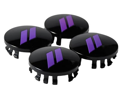 (Set of 4) Purple 63mm=2.5 inches // Slash Wheel Center Cap Covers HubCap Emblem Badge Trim for Dodge Charger Challenger Durango Hornet Dart R/T SRT Magnum Nitro Journey Caliber Avenger - color: Purple // on gloss black cap