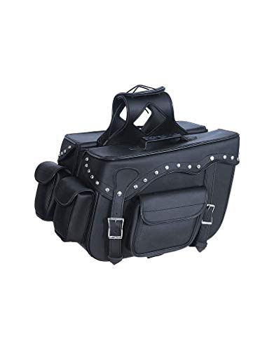 EXCELSIOR INT Unisex Waterproof UV Protected Large Quick Detach Universal Fit PVC Leather Motorcycle Saddle Touring Bag/Backpack-Black