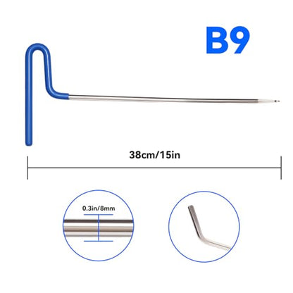 LadyRosian Dent Removal Rods Kit, 3 Pcs Short B Style Rods Auto Body Dent Repair Tools for Door Dings and Hail Damage, Paintless Dent Removal Tool