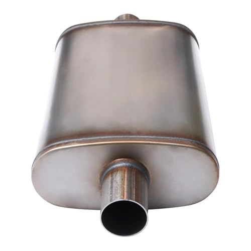Universal 409 Stainless Muffler Straight-Through Performance Muffler Exhaust, center in | center out (3") - size: 3"