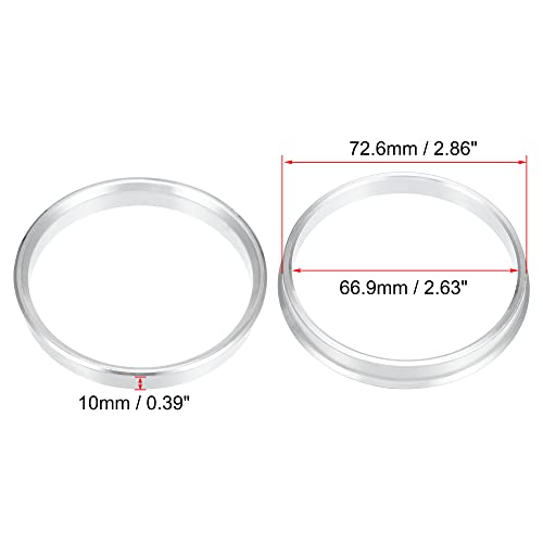 X AUTOHAUX 4pcs OD 72.6mm to ID 66.9mm Aluminum Alloy Hub Centric Rings - size: 72.6mm-66.9mm