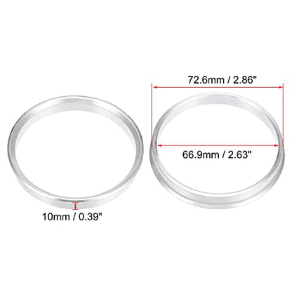 X AUTOHAUX 4pcs OD 72.6mm to ID 66.9mm Aluminum Alloy Hub Centric Rings - size: 72.6mm-66.9mm