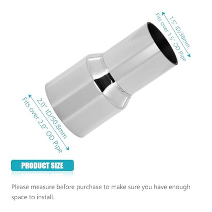 Universal 1.5'' ID to 2'' ID Exhaust Pipe Adapter Connector Reducer 304 Stainless Steel 1.5 Inch to 2 Inch 1 1/2” ID to 2 ID kit - size: 1.5" ID to 2" ID