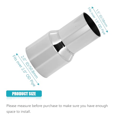 Universal 1.5'' ID to 2'' ID Exhaust Pipe Adapter Connector Reducer 304 Stainless Steel 1.5 Inch to 2 Inch 1 1/2” ID to 2 ID kit - size: 1.5" ID to 2" ID