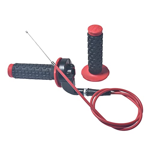 Red 7/8" 22mm Handlebar Handle Grips Throttle Cable for 50cc 90cc 110cc 125cc 150cc 200cc 250cc Mini Bike ATV Quad Pit Bike Dirt Bike Motorcycle