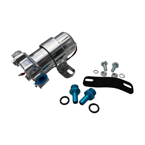 12V Universal Inline Electric Fuel Pump, 110 GPH 7 PSI Fuel Delivery Pump with 3/8" NPT Inlet & Outlet, Chrome Finish, Mounting Hardware Included