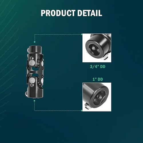 1" DD × 3/4" DD Universal U Joint for Steering Shaft - color: Black, size: 3/4" DD x 1" DD Double