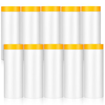 10 Rolls 5Ft x 65Ft Painters Plastic with Tape Pre-Taped Masking Film