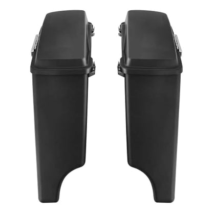 TCMT 5" Stretched Extended Saddlebags Fit For Harley Touring 1994-2013 - color: Matte Black Chrome Latches
