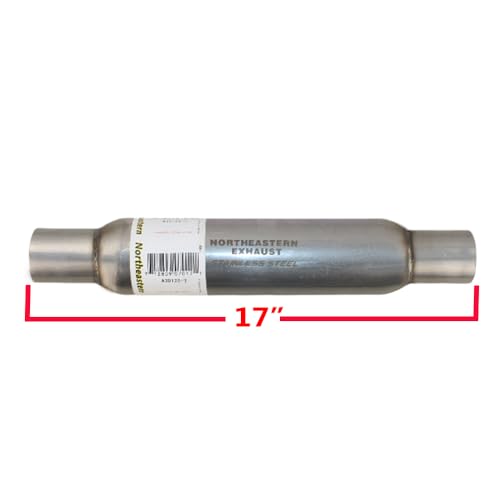 Northeastern Exhaust | Stainless Steel Universal Exhaust Glass Pack Muffler/Resonator (2" ID 2.12 "OD x 17" Long) | Automotive Replacement Part