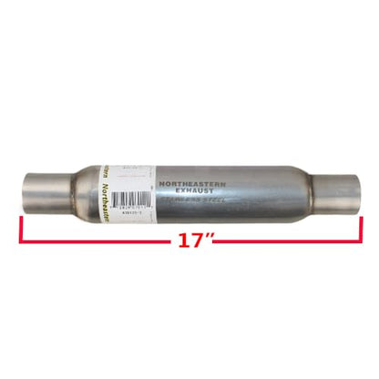 Northeastern Exhaust | Stainless Steel Universal Exhaust Glass Pack Muffler/Resonator (2" ID 2.12 "OD x 17" Long) | Automotive Replacement Part