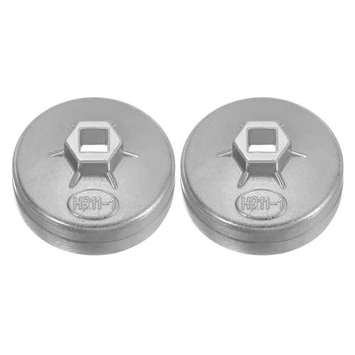 HARFINGTON 2pcs Oil Filter Cap 15 Flute 85x42x79mm (WxHxID) 1/2" Square Cup - size: 15 Flute 85 x 42 x 79mm