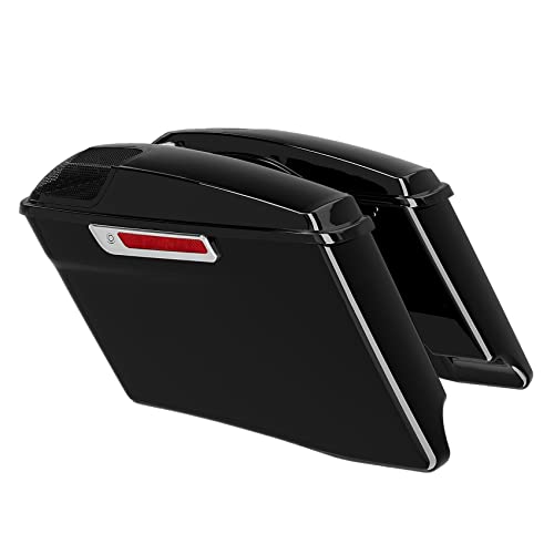 TCMT 4" Stretched Saddlebag 5" x 7" Speakers Lids Fit For Harley 2014-2024 Touring Models CVO Road King Road Glide Street Glide Electra Glide Ultra-Classic - color: Chrome Latches, size: 4" Stretched(5x7 Speaker Lids)