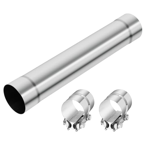 LCGP 3.5 Inch Straight Exhaust Pipe, 3.5" Stainless Steel Straight Muffler Replacement Pipe, 20" Length Mandrel Exhaust Tube with Two Lap Joint Band Clamps(New Version) - size: 3.5 Inch, style: 20 Inch Long