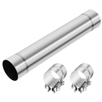 LCGP 3 Inch Straight Exhaust Pipe, 3" Stainless Steel Straight Muffler Replacement Pipe, 20" Length Mandrel Exhaust Tube with Two Lap Joint Band Clamps(New Version) - size: 3 Inch, style: 20 Inch Long