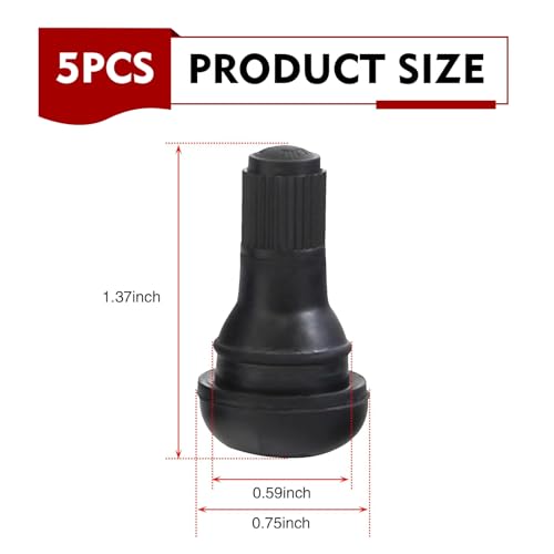 5 PCS Rubber Snap-In Tire Valve Stem, Durable TR412 Tubeless Valve Core Replacement, Universal Automotive Tire Valve Stem for Cars & Motorcycles - size: TR412